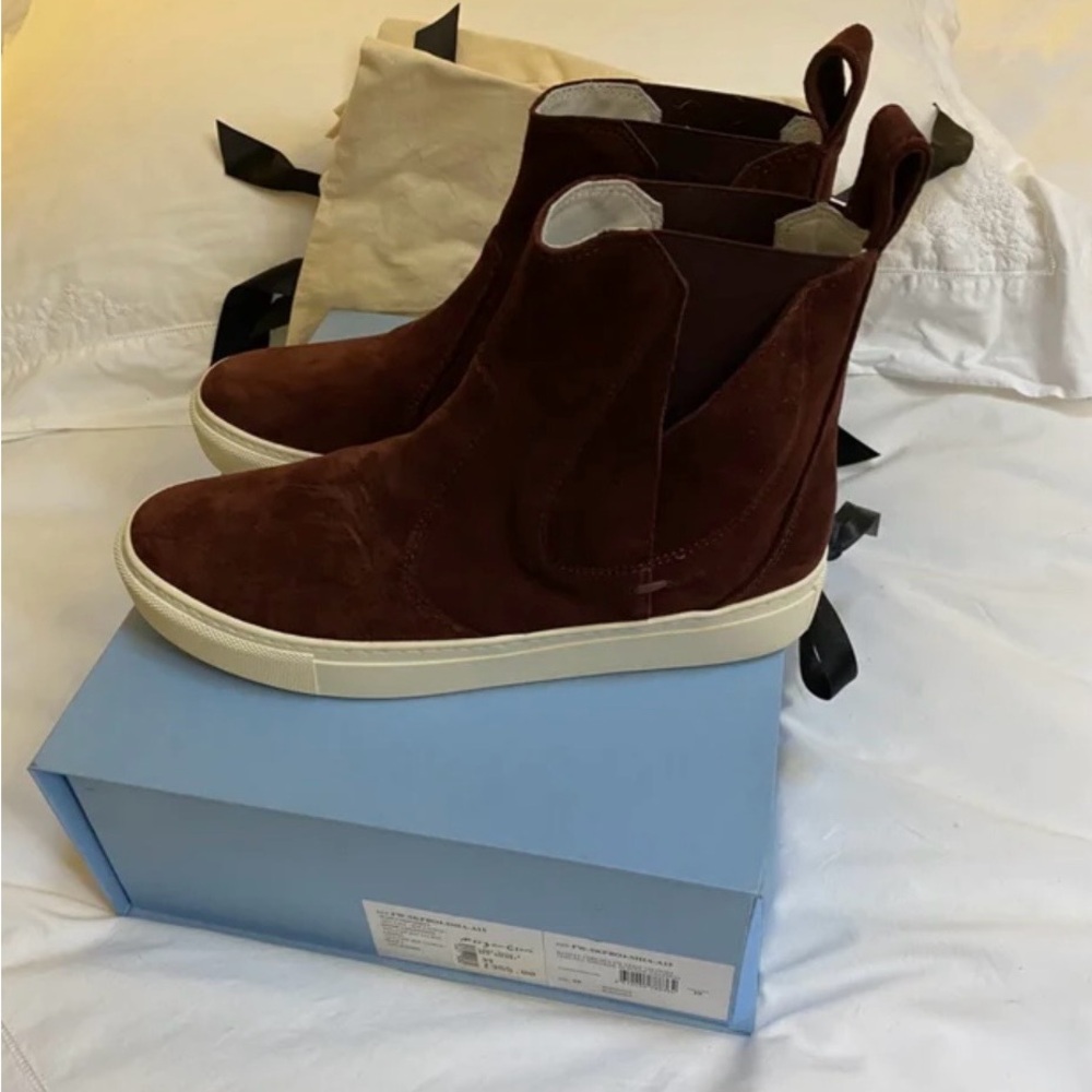 Women’s Lanvin Burgundy Suede Chelsea Sneaker Boots